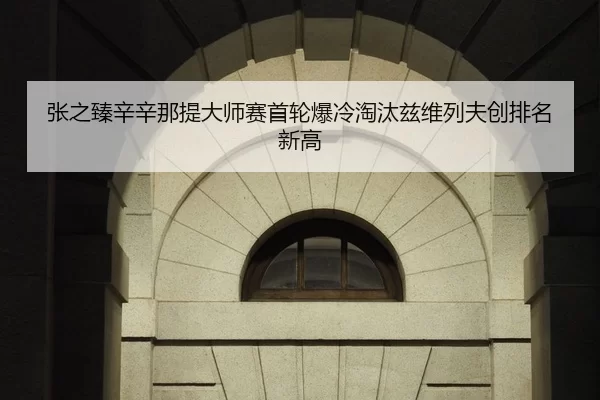 张之臻辛辛那提大师赛首轮爆冷淘汰兹维列夫创排名新高